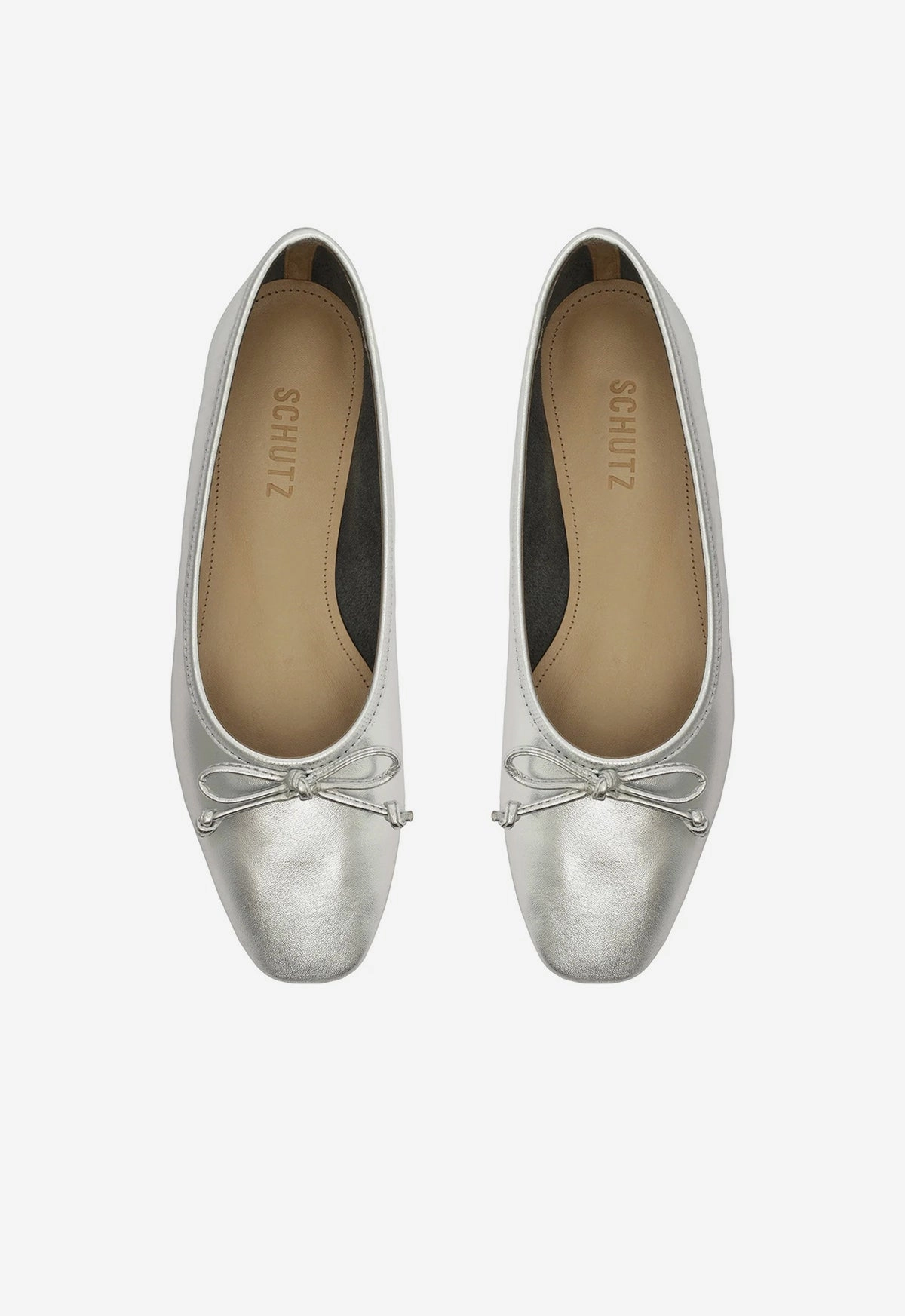 Arissa Silver Leather Ballet Flat Silver Flat Prom Shoes