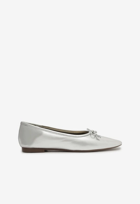 Ballet Flat Shoe Pattern Arissa Silver Leather Ballet Flat