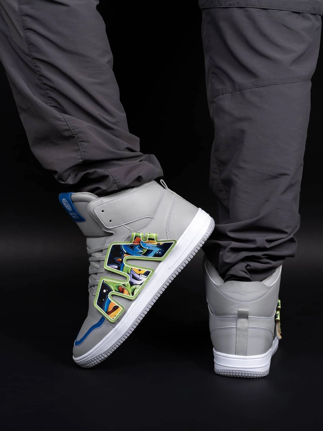 White Lace Up Sneakers Bacca Bucci High-Top PATCH-PLAY Men's Sneakers