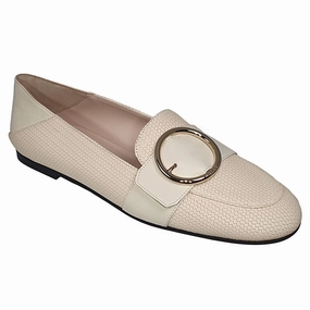 Bally Clariska 6301227 Women's Bone Embossed Leather Flats Shoes Flat