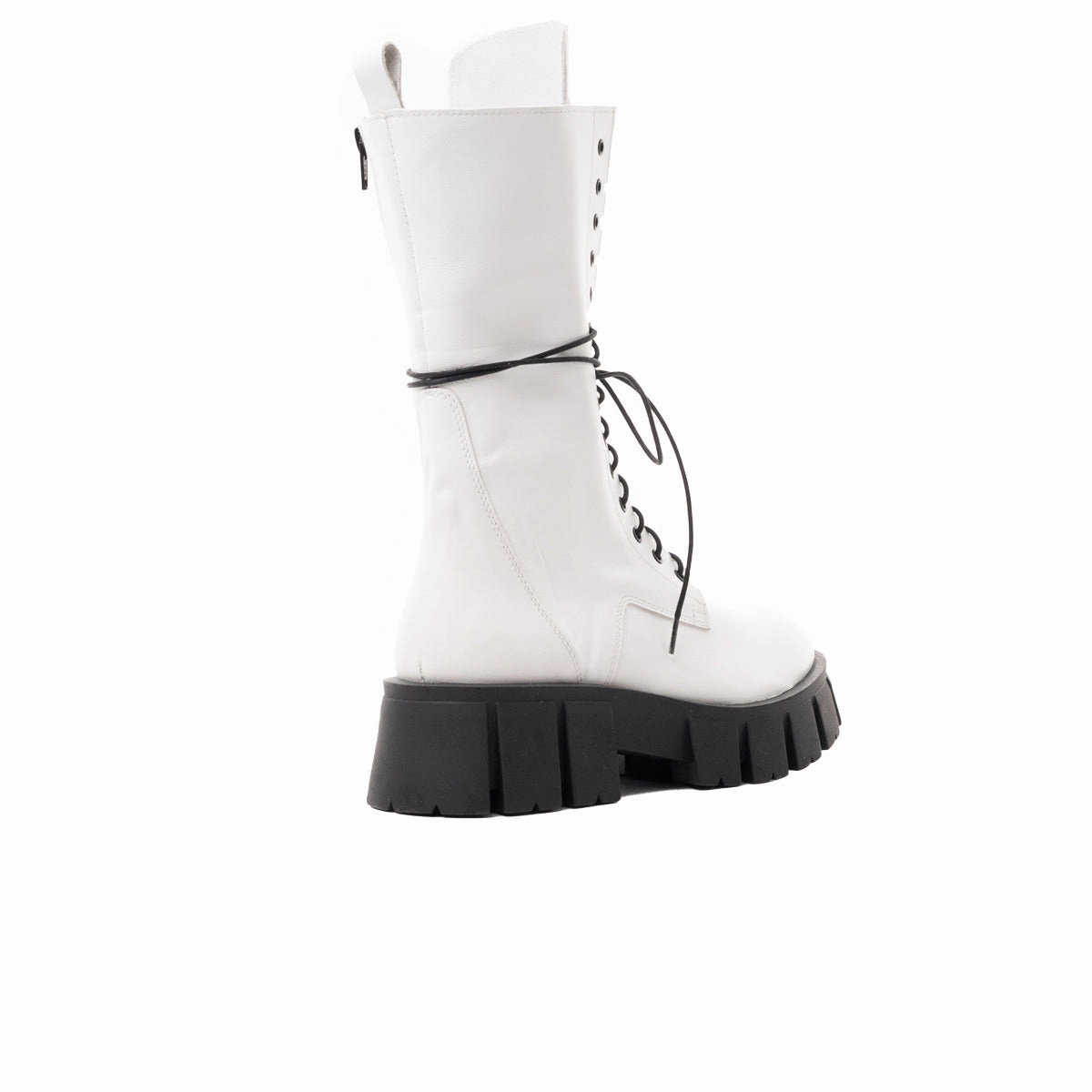 Bangkok White Leather Platform Goth Boots