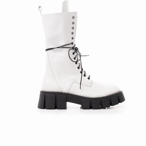Bangkok White Leather Dominatrix Boots