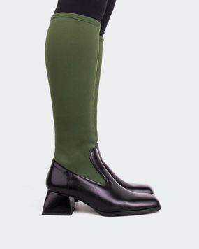 Bayeux Khaki Knit Stretch Non Leather Chelsea Boots