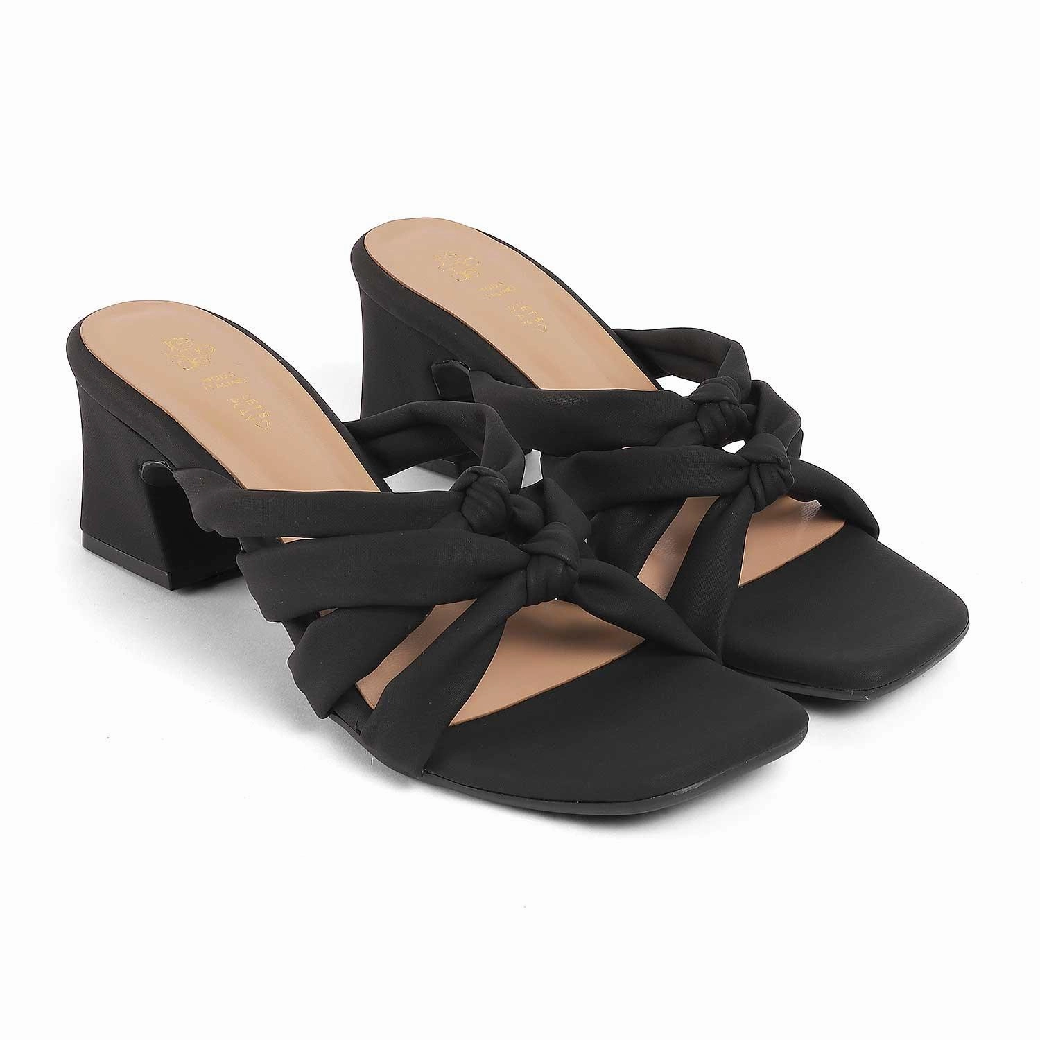 Tresmode Sofstrip Black Women's Casual Block Heel Sandals Sandals Wide Width