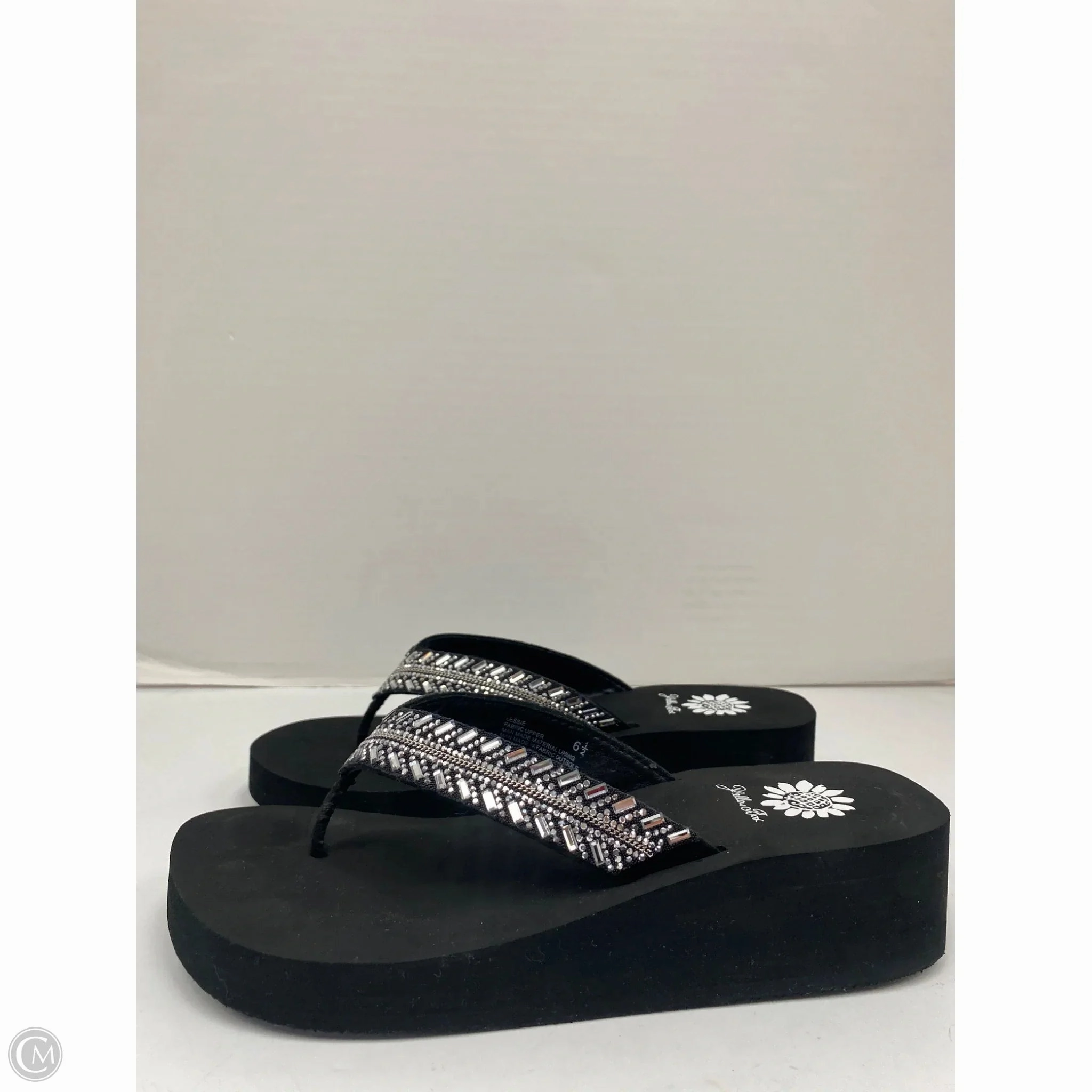 Sandals Flip Flops By Yellow Box In Black, Size: 6.5 Ortholite Flip Flops