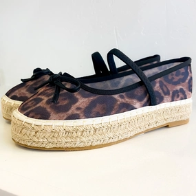 Bijou Leopard Print Mesh Platform Espadrilles Espadrille Slide Wedges