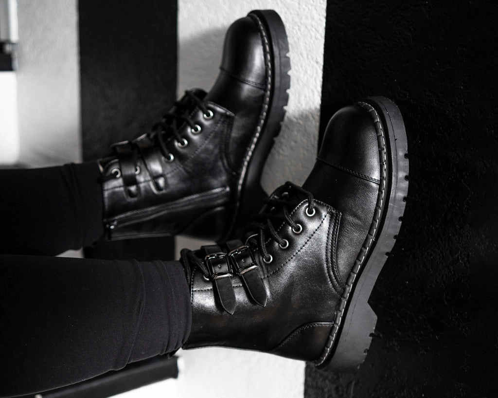 Black 2-Buckle Anarchic Boot Combat Service Boots
