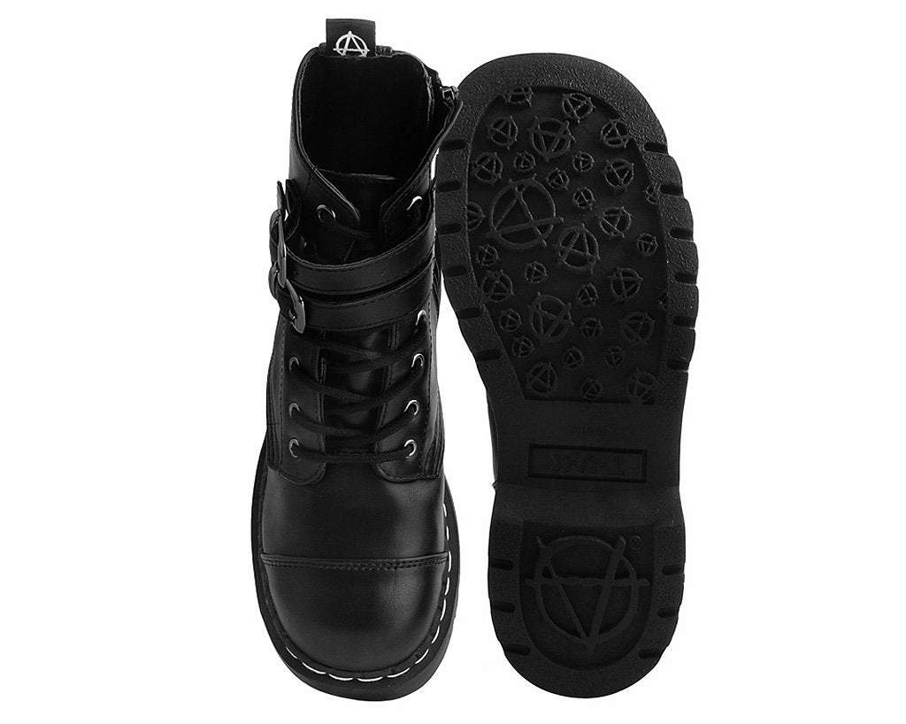 Long Combat Boots For Women Black 2-Buckle Anarchic Boot