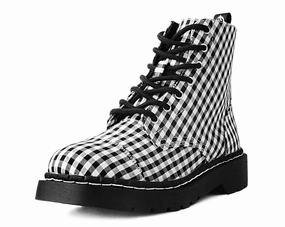 Black & White Gingham 7-Eye Anarchic Boot Insoles For Combat Boots