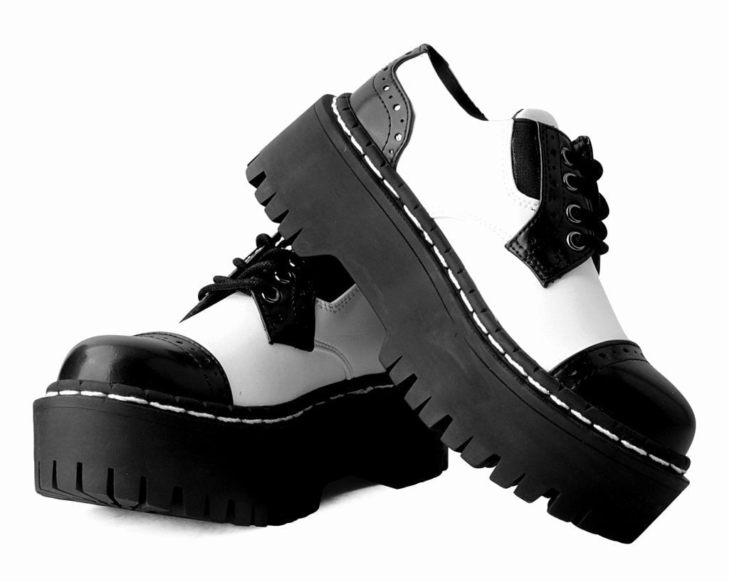 Black & White TUKskin Double Decker Brogue Blue Brogue Boots