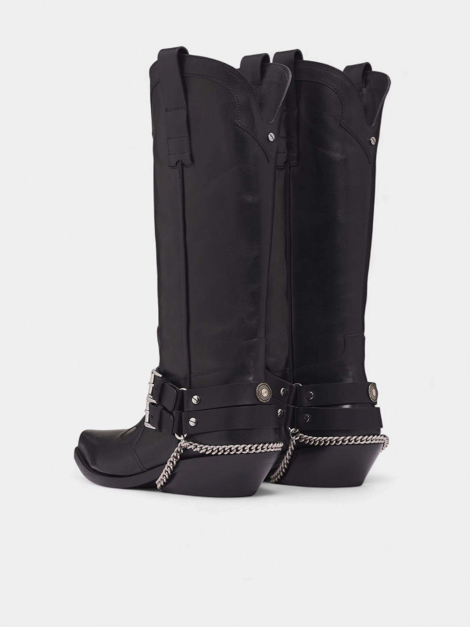 Black Leather Finnbo Santiago Boots (B0013360-LT168-BLACK) Boots Uk