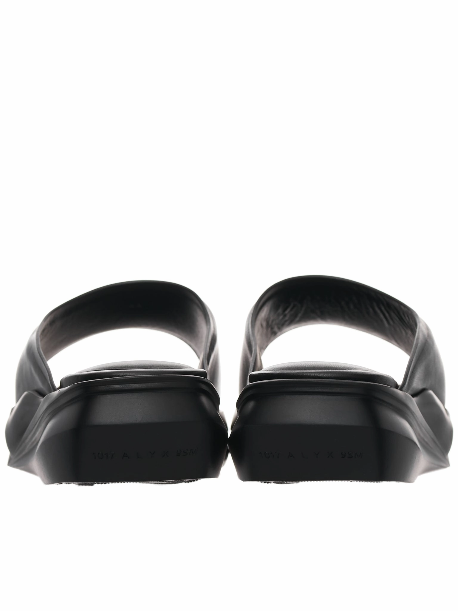 Bridal Sandals Heels Black Leather Mono-Slide (AAMSL0004LE01-BLACK)