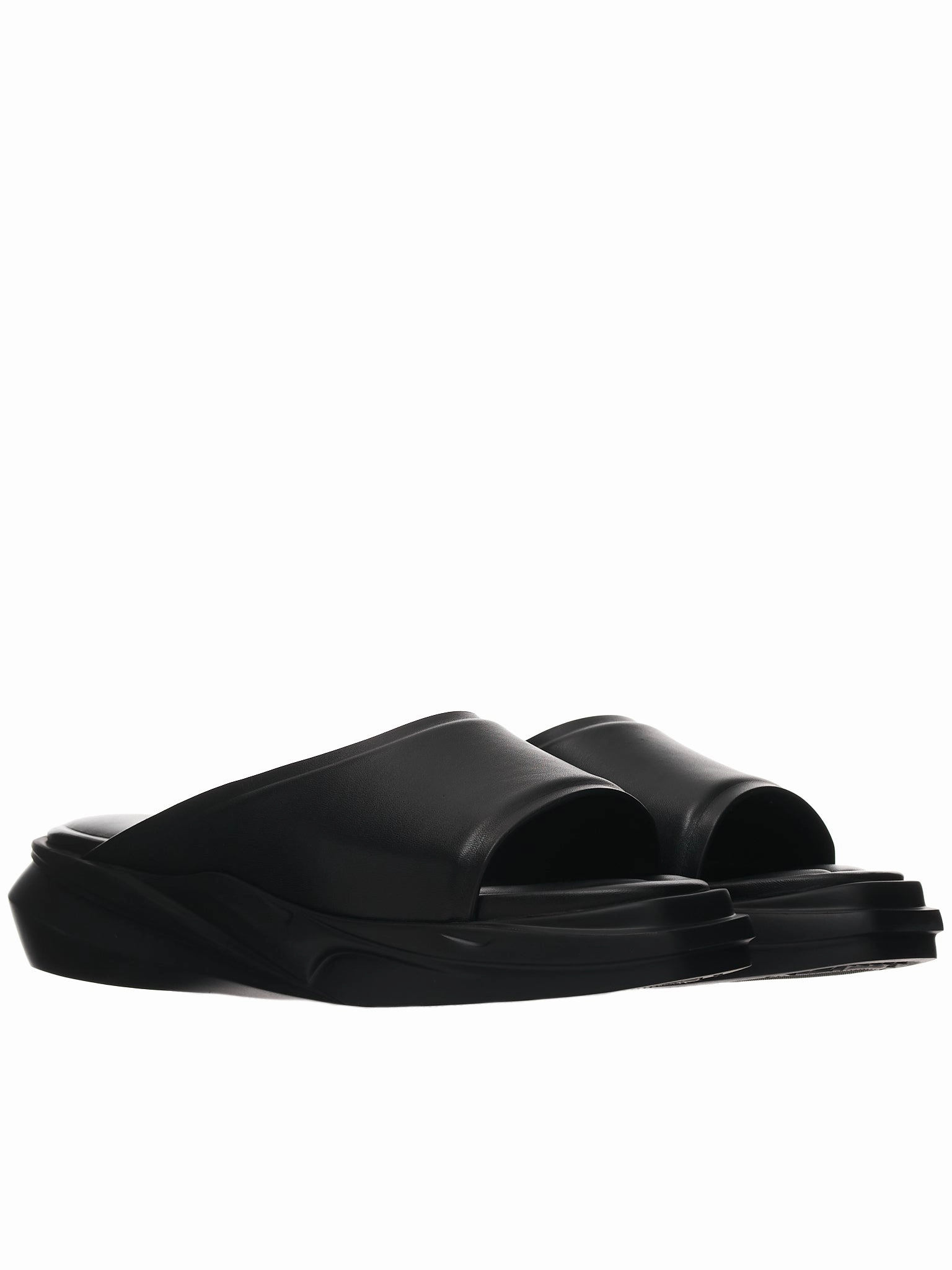 Sarto Sandals Black Leather Mono-Slide (AAMSL0004LE01-BLACK)