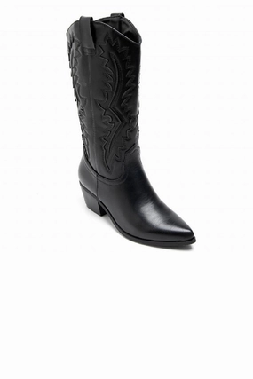 Boots Spiderman BLACK PU EMBROIDED KNEE LENGTH WESTERN COWGIRL COWBOY BOOTS