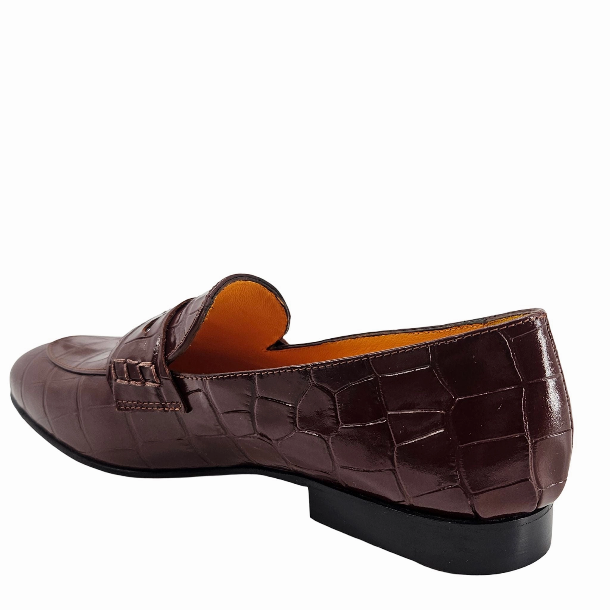 Johnston & Murphy Upton Plain Toe Oxfords Chocolate Leather Flat Moc Croc Leather Loafer