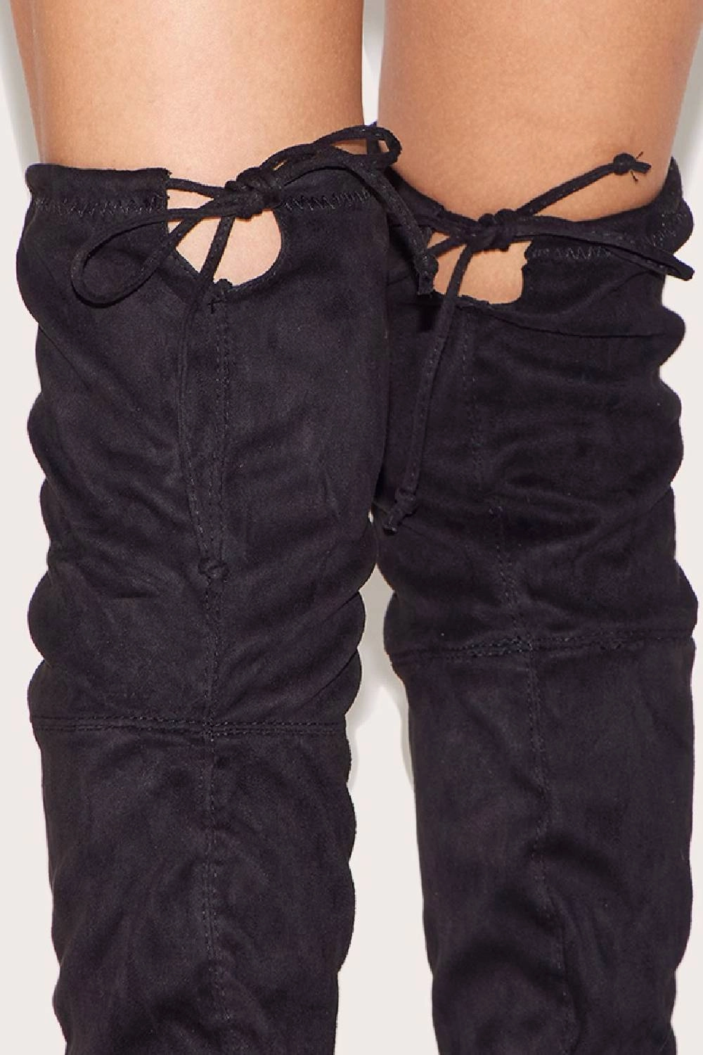 Moccasins Boots BLACK SUEDE BLOCK HEEL OVER THE KNEE BOOT (PACK B)