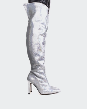 Short Cowboy Boots Blakely Silver Sequins