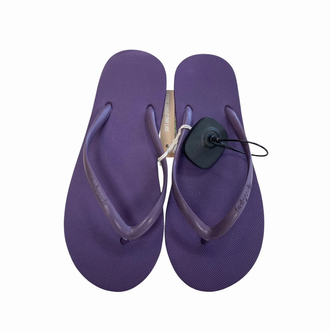 Wooden Sole Flip Flops Sandals Flip Flops By Clothes Mentor In Purple, Size:7