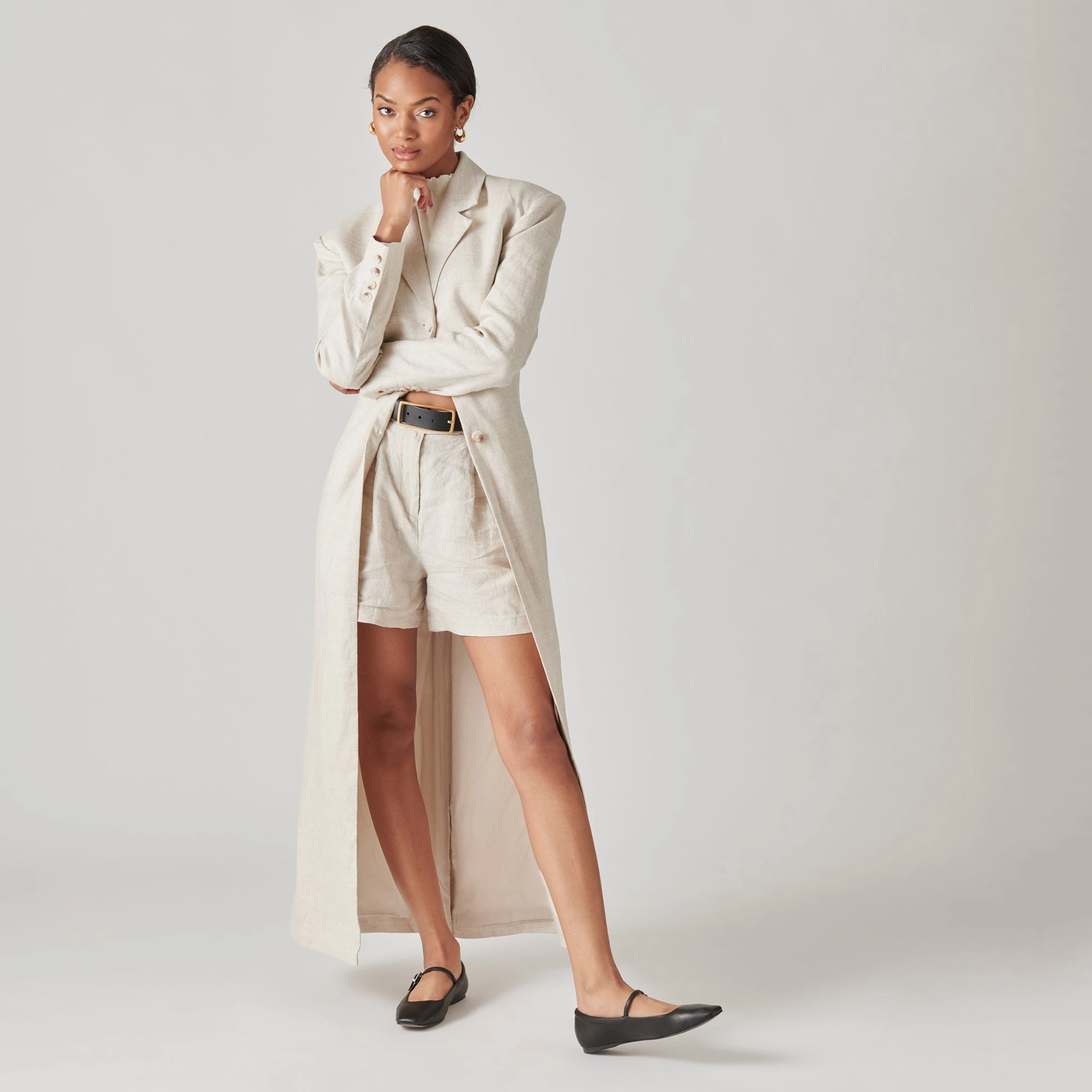 REYES BALLET FLATS BLACK LEATHER Flat Shoes Dressy