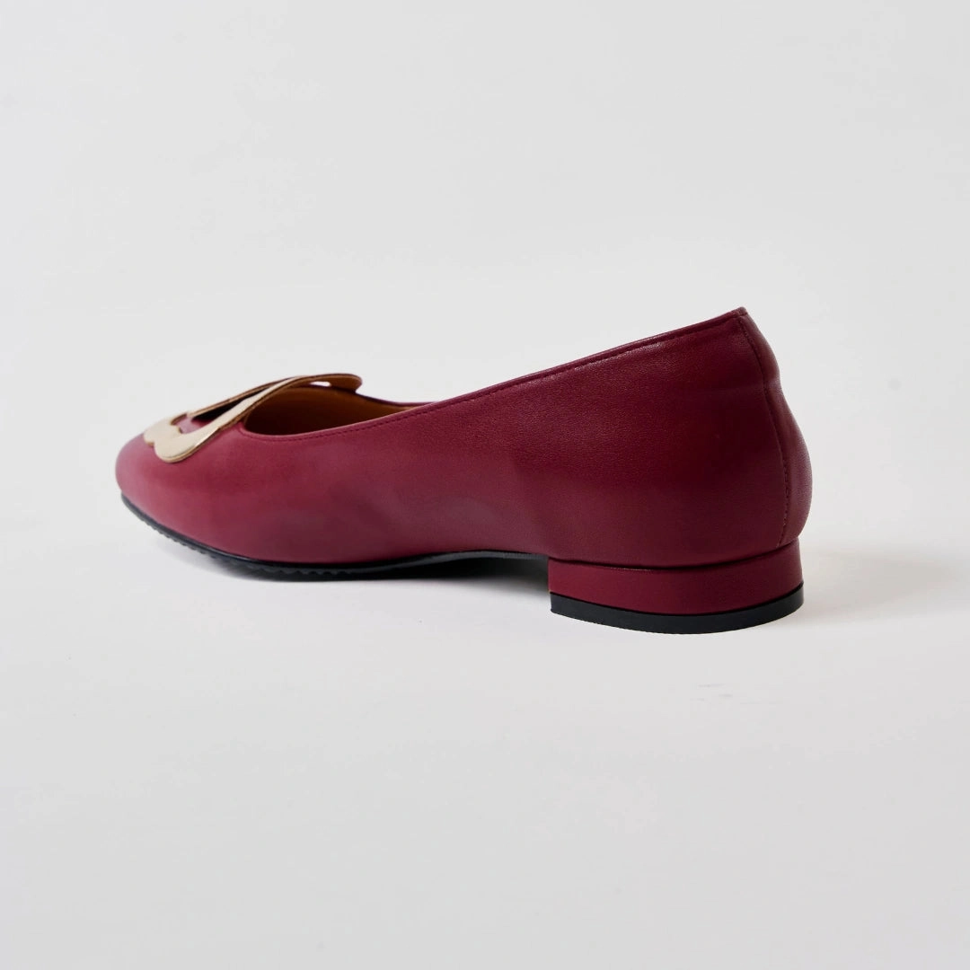 Bloom Ballerina Flats in Hana Maroon and Gold Travel Flat Shoes