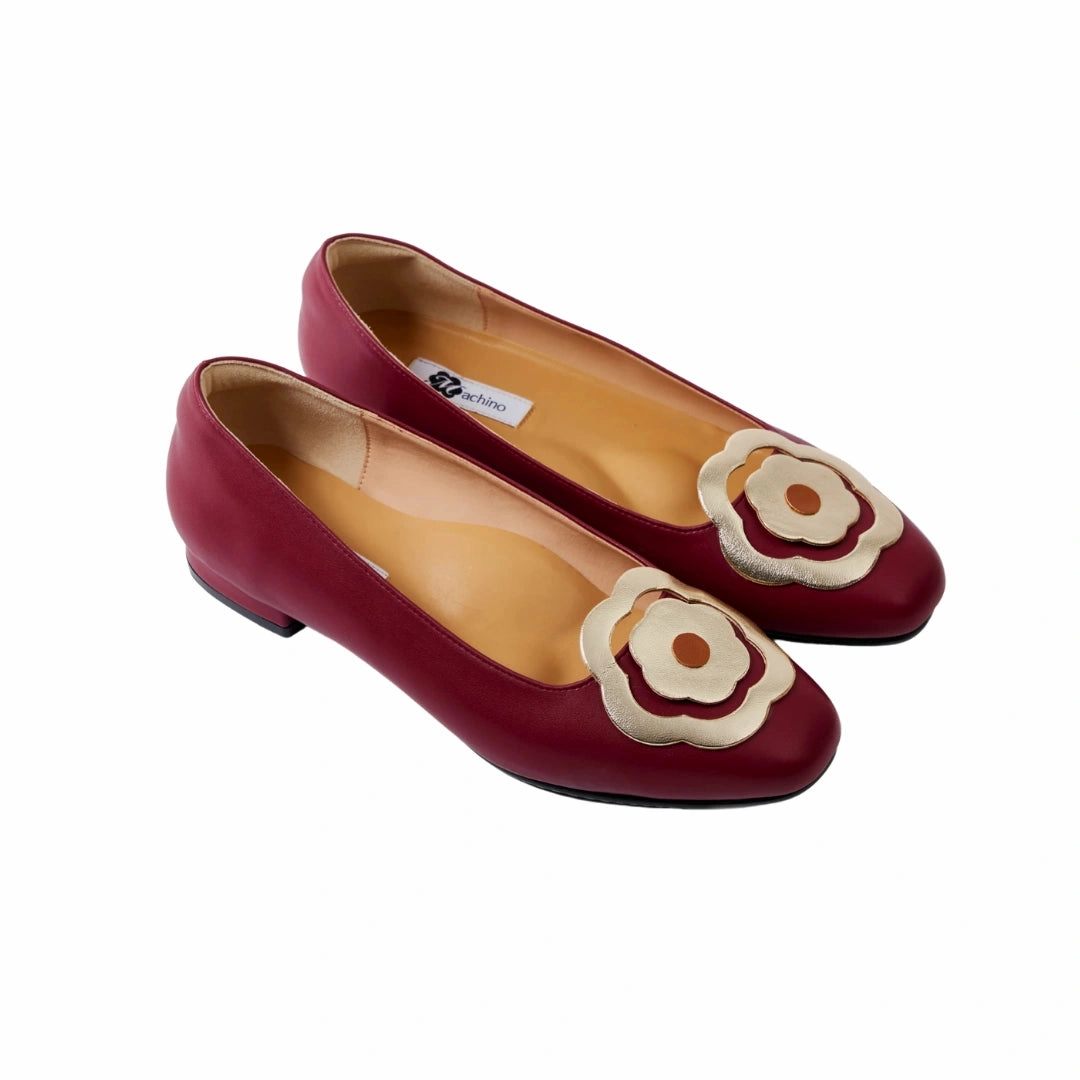 Bloom Ballerina Flats in Hana Maroon and Gold Flat Shoes For Size 11
