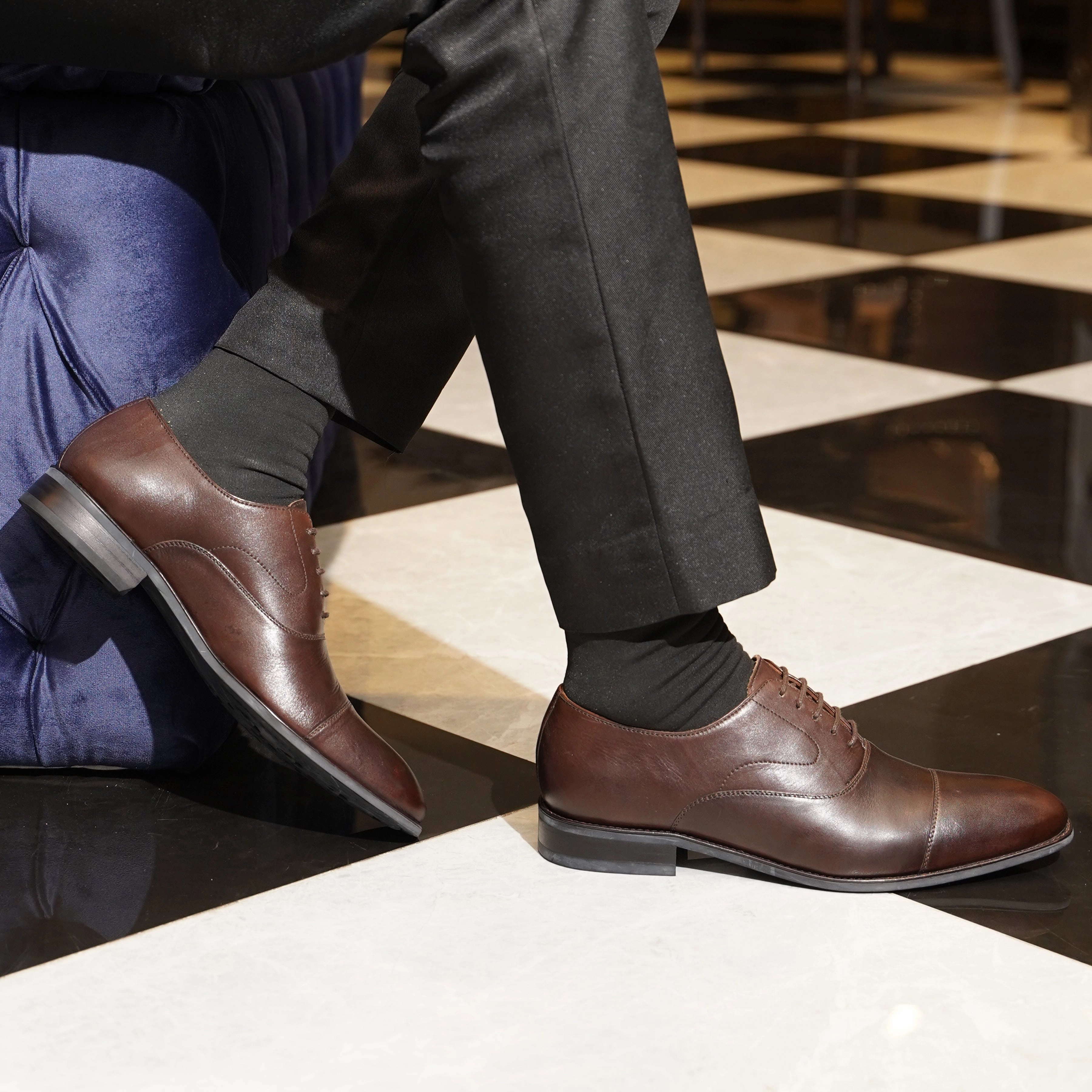 Wickford - Men's Dark Brown Calf Leather Oxford Shoe 5 Wingtip Oxford