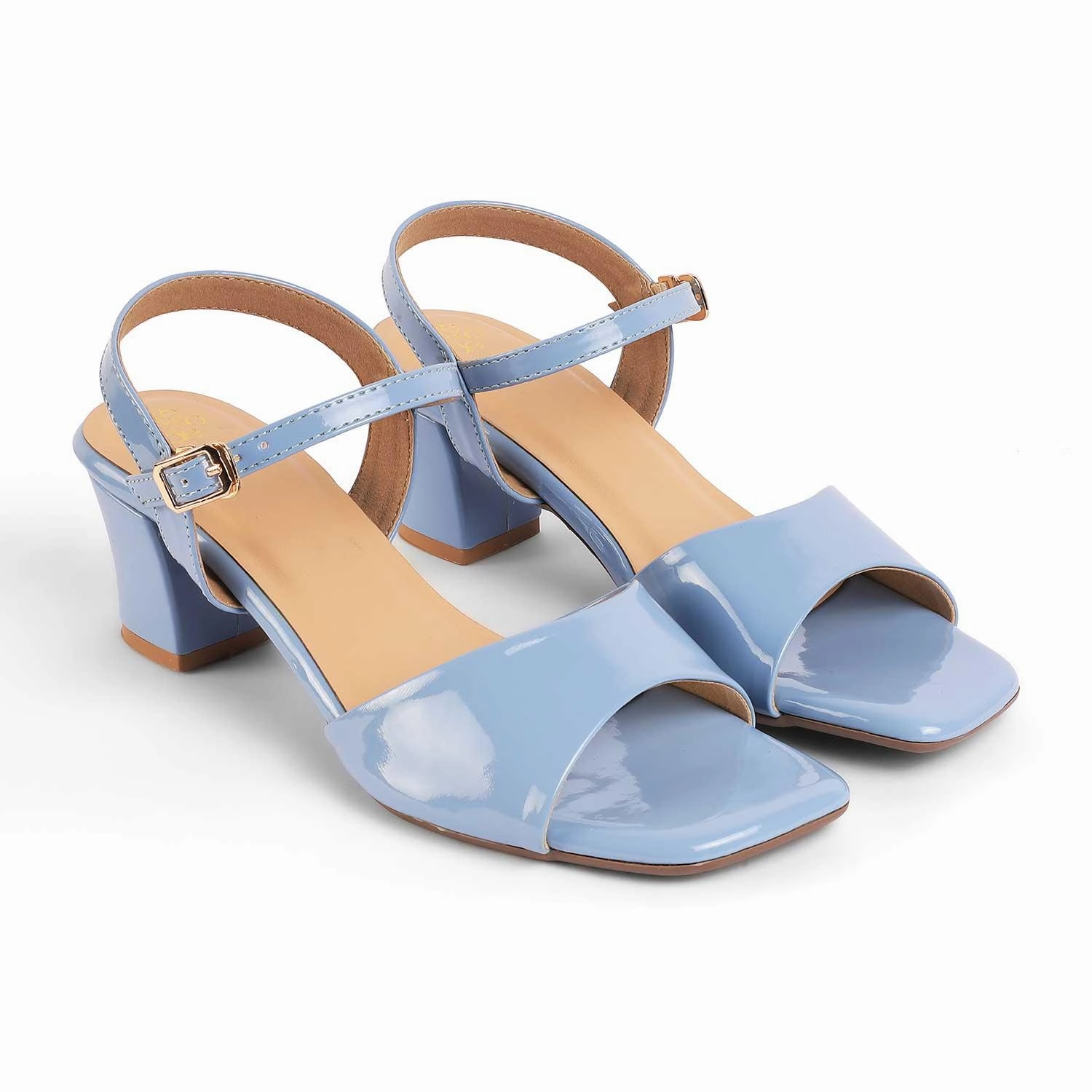 Tresmode Solor Blue Women's Casual Block Heel Sandals Buckle Platform Sandals
