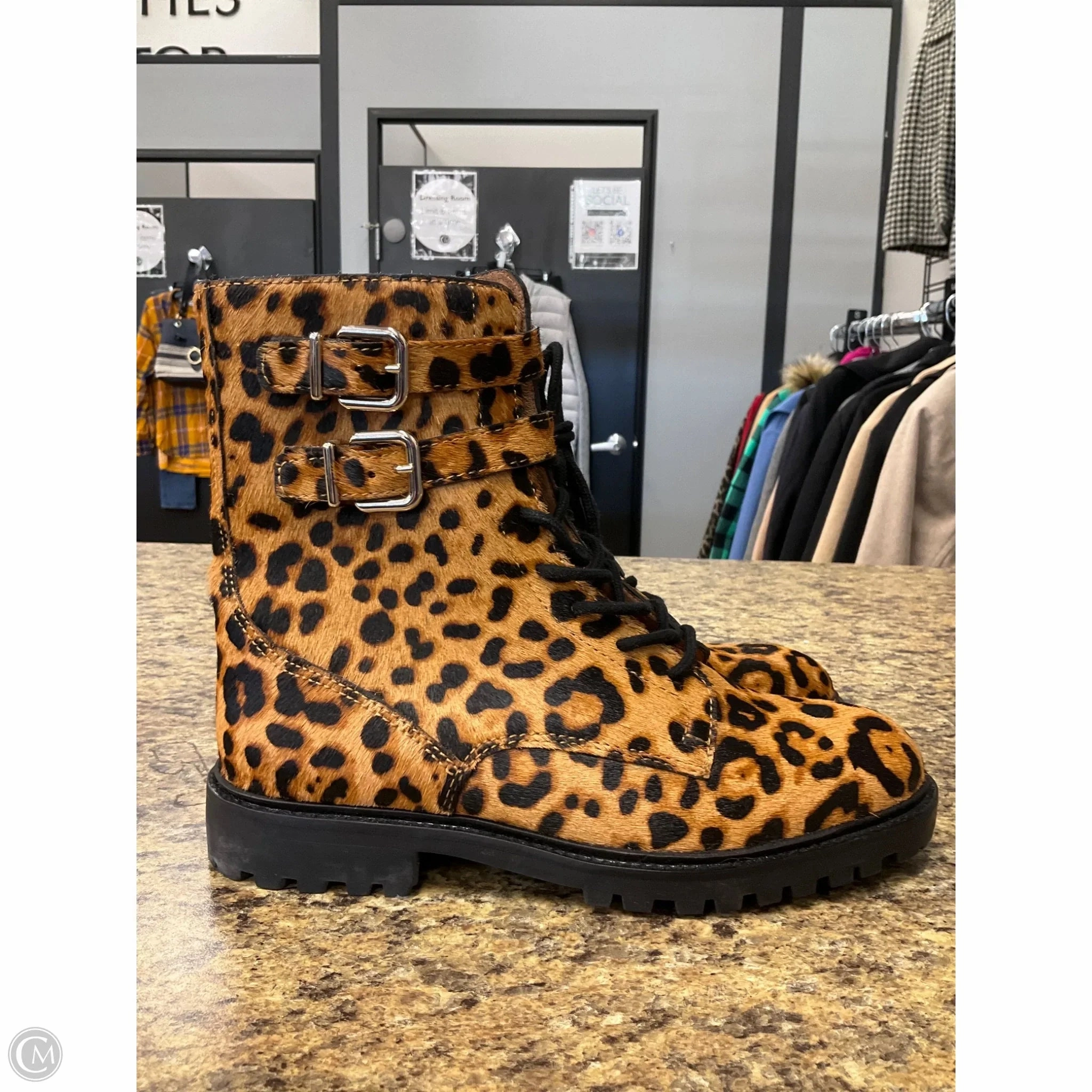 Boots Combat By Antonio Melani In Leopard Print, Size: 8 Block Heel Combat Boot
