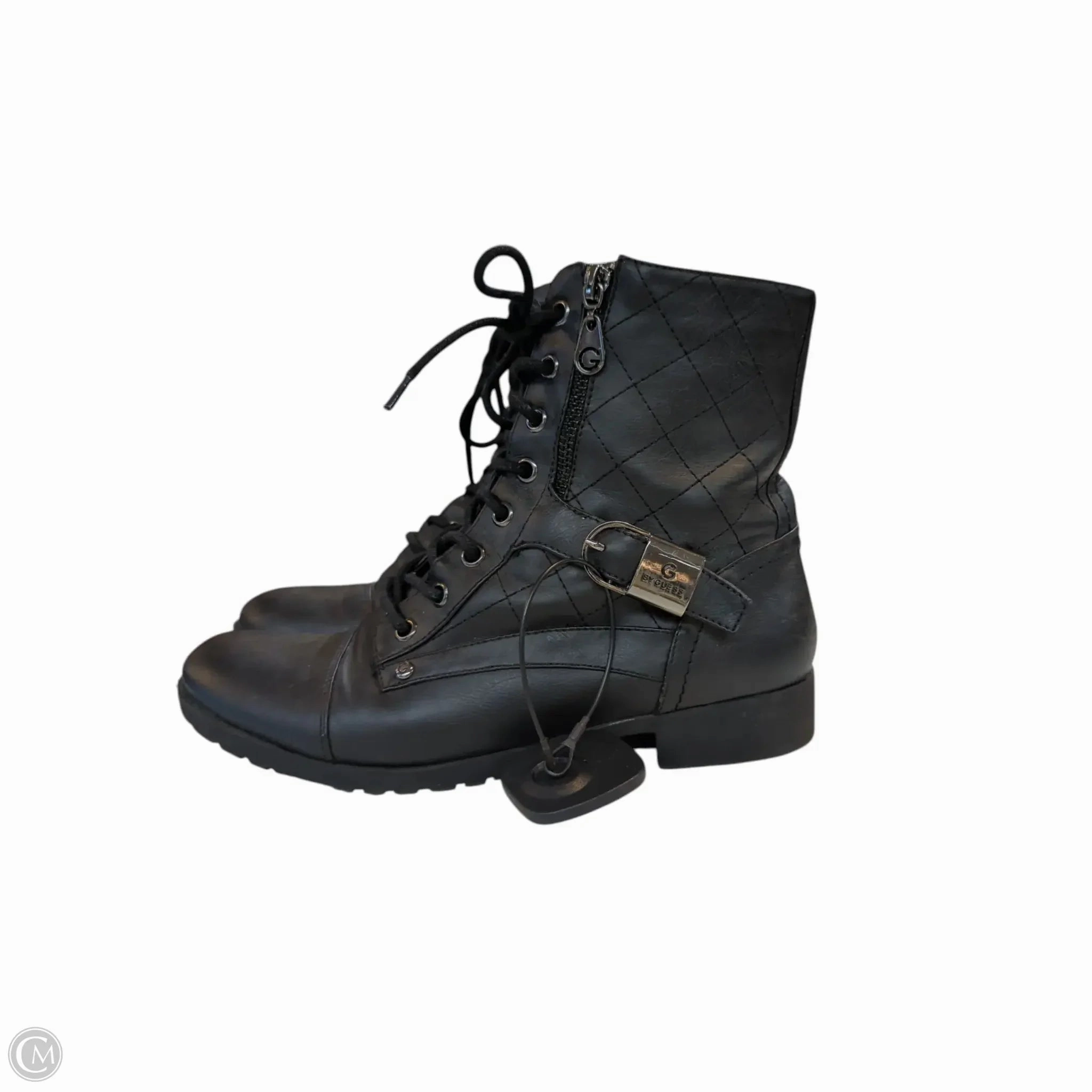 Boots Combat By G By Guess In Black, Size: 8.5 Patent Combat Boots