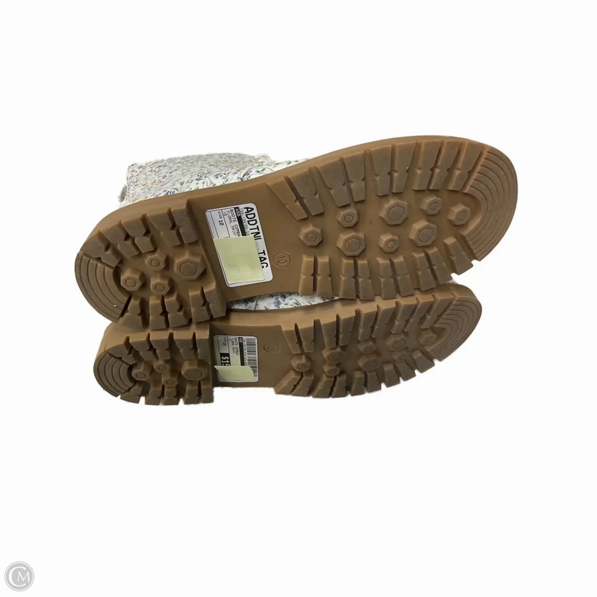 Anodized Metal Platform Combat Boots Boots Combat By So In Floral Print, Size: 10