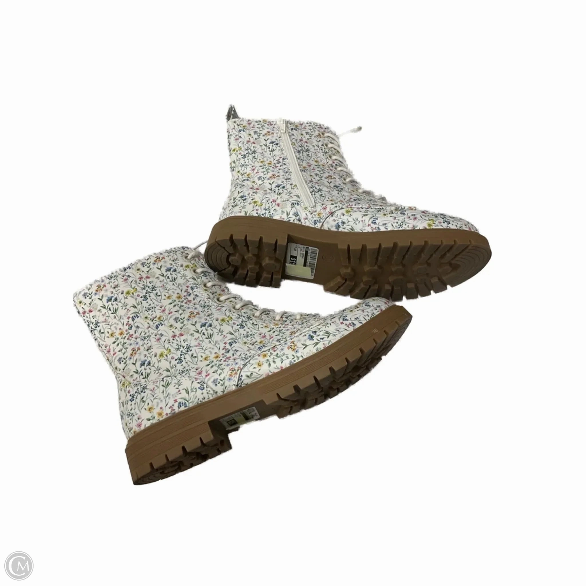 Laced Combat Boots Boots Combat By So In Floral Print, Size: 10