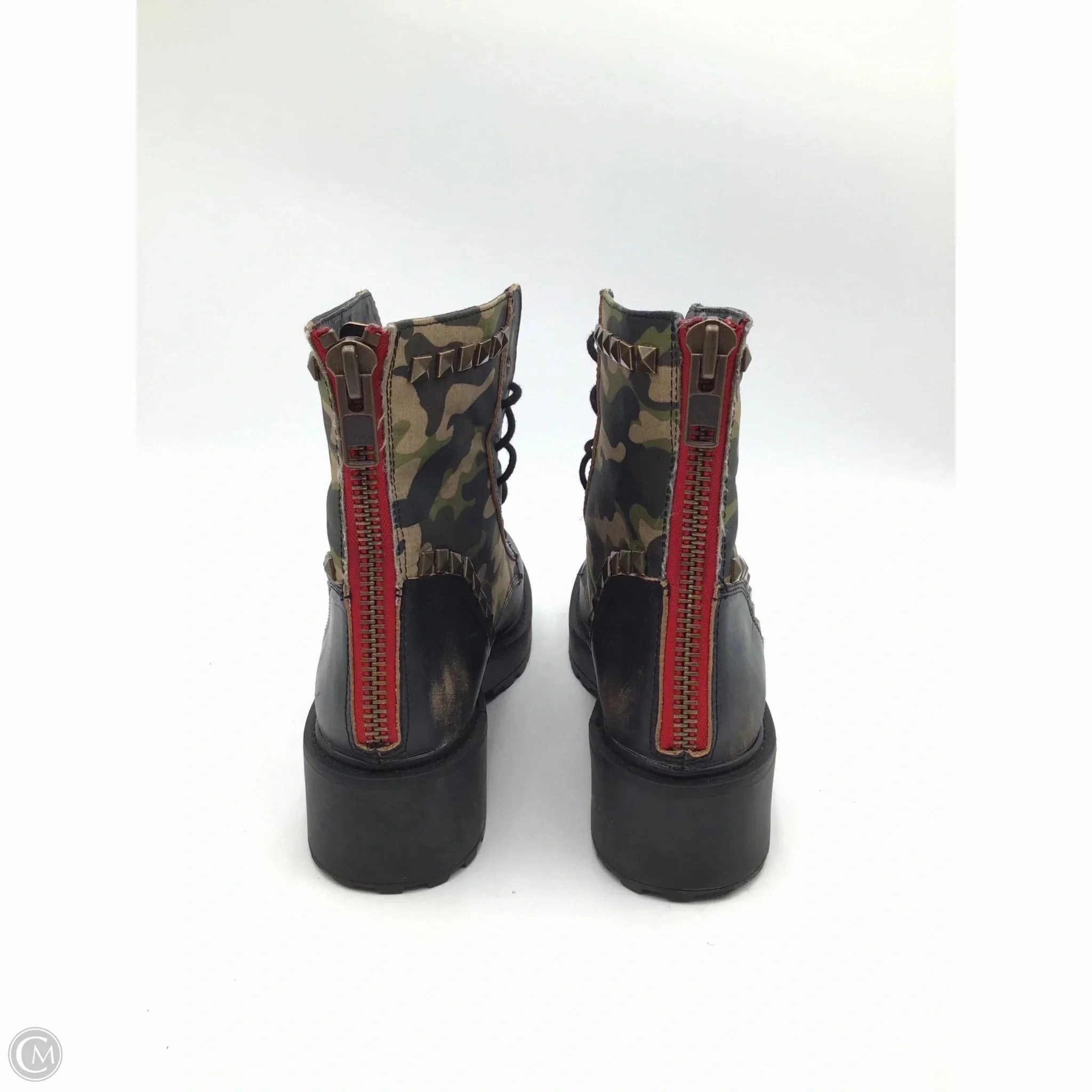 Boots Combat By Steve Madden In Camouflage Print, Size: 9 Phina Buckle Strap Leather Combat Boot
