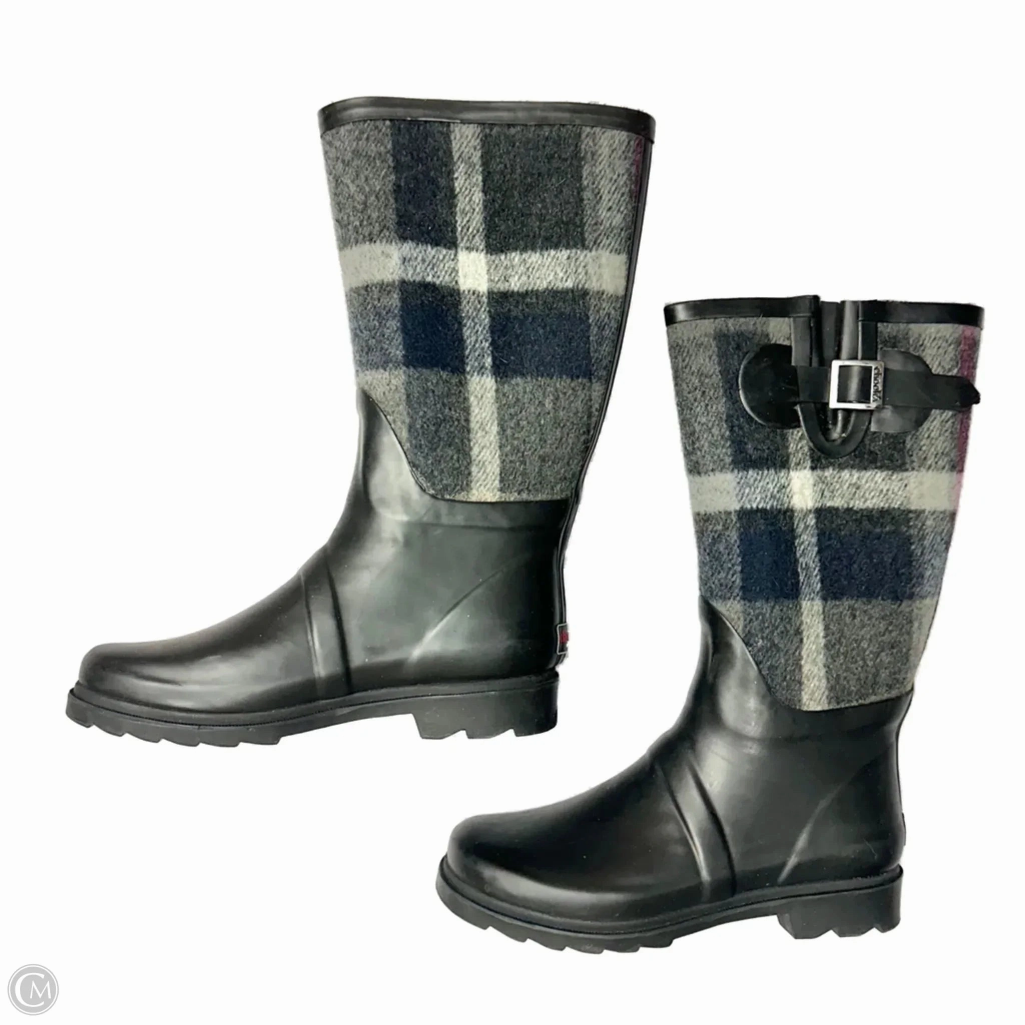 Heart Rain Boots Boots Rain By Chooka  In Plaid Pattern, Size: 7