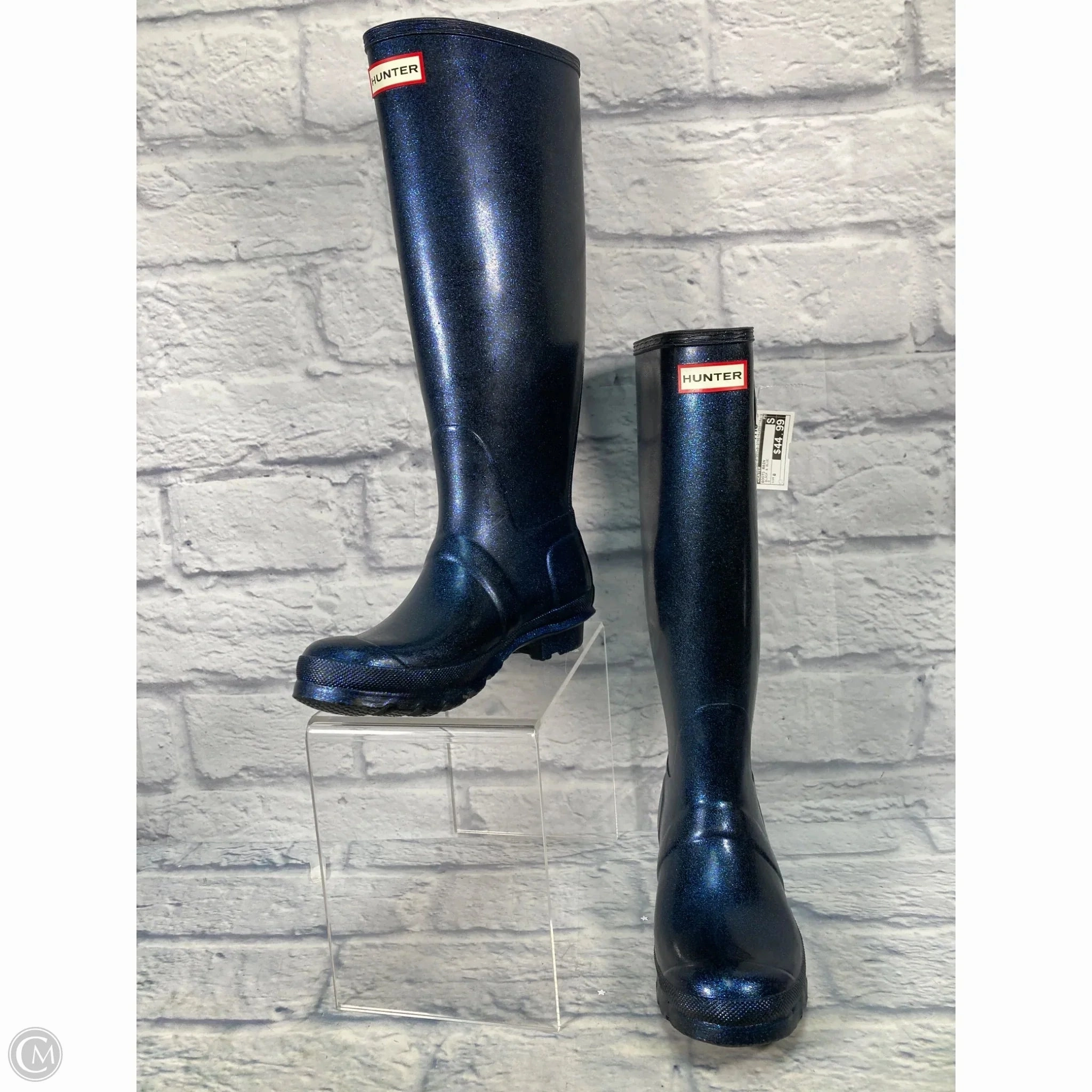 Boots Rain By Hunter In Black & Blue, Size: 8 Rain Boots And Thong