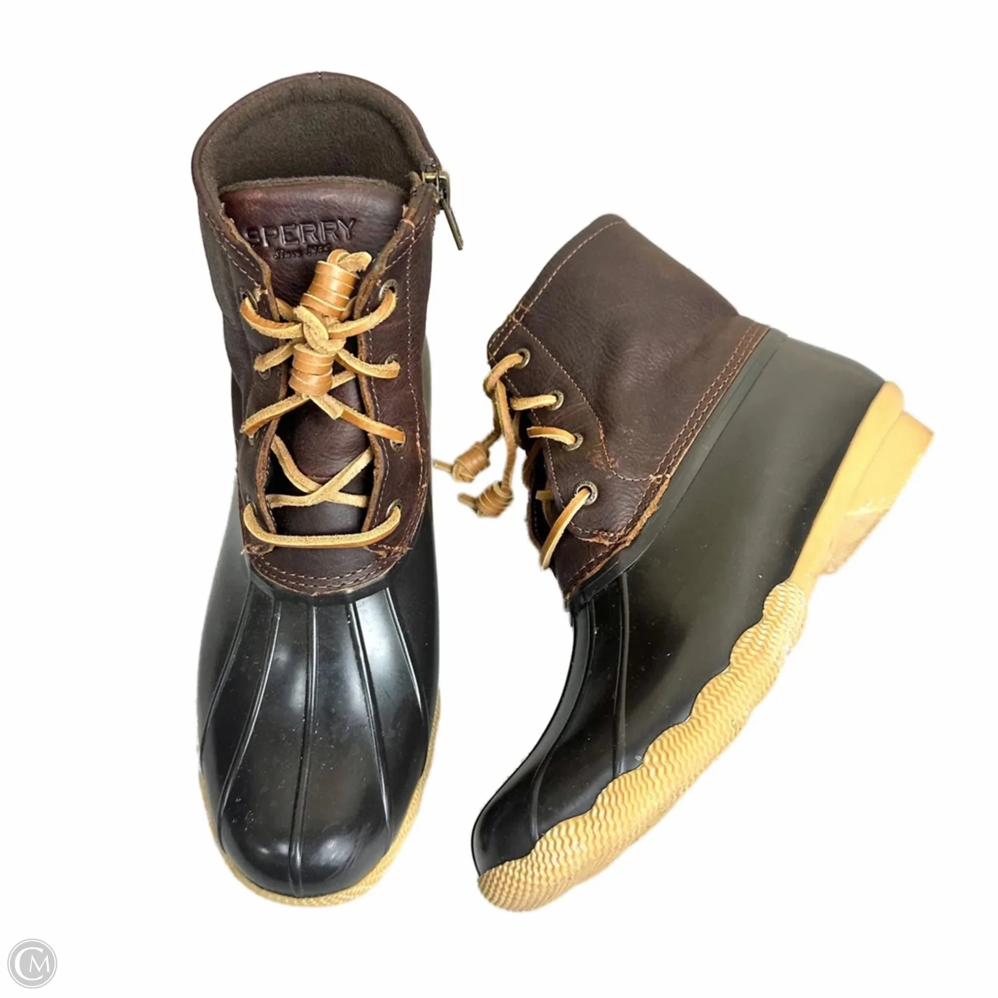 Boots Rain By Sperry In Black & Brown, Size: 9 Bops Cowboy Rain Boots