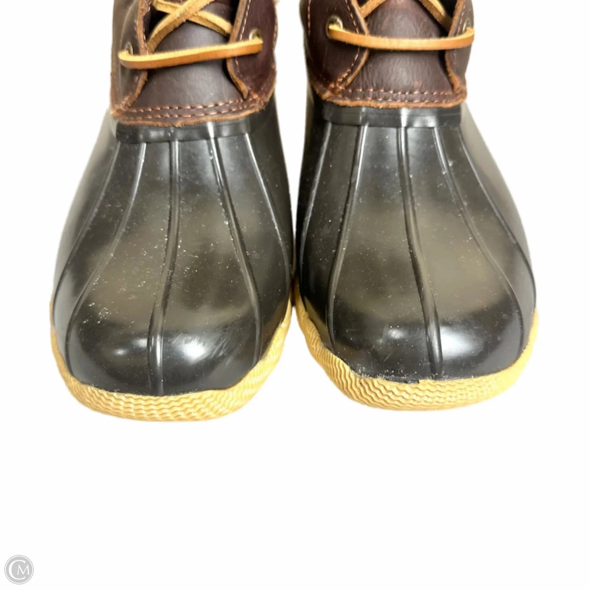 Boots Rain By Sperry In Black & Brown, Size: 9 Youth Size 7 Rain Boots