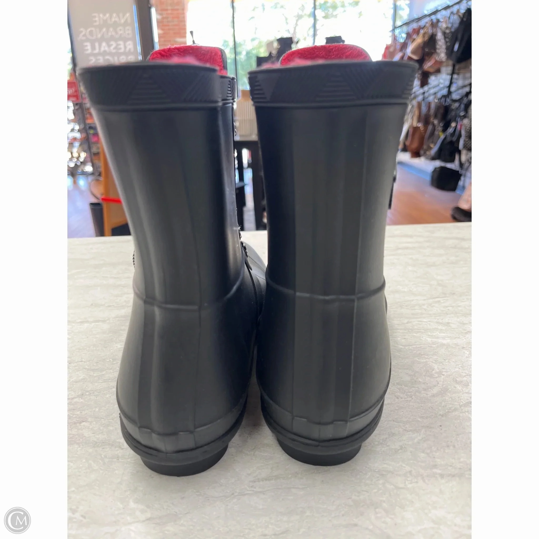 Boots Rain By Tommy Hilfiger In Black & Red, Size: 9 Collapsible Rain Boots