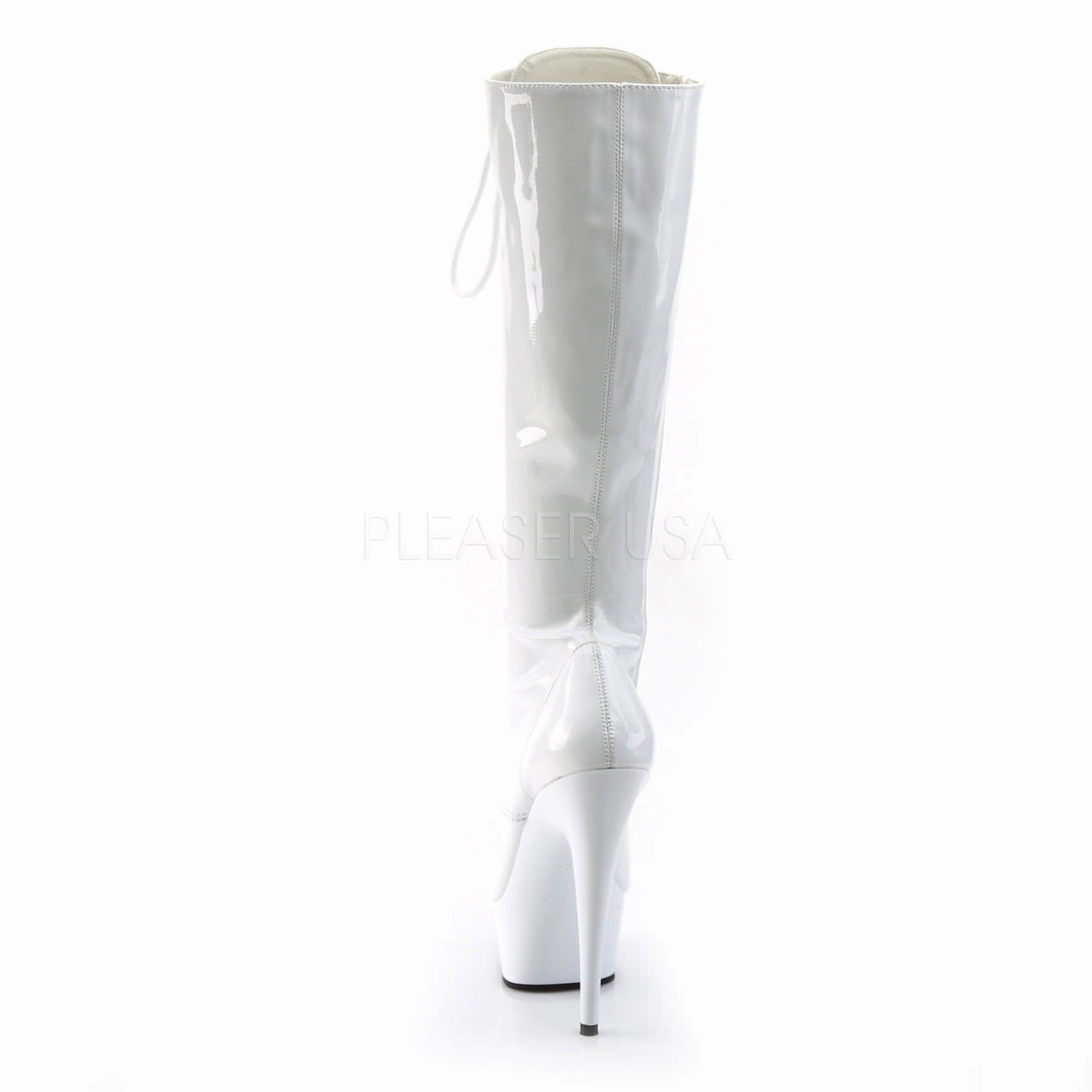 Reformation Knee High Boots 6 Inch Heel DELIGHT-2023 White Stretch Patent