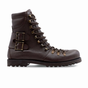Fontan - Men's Dark Brown Pebble Grain Leather Boot Boots Waterproofing