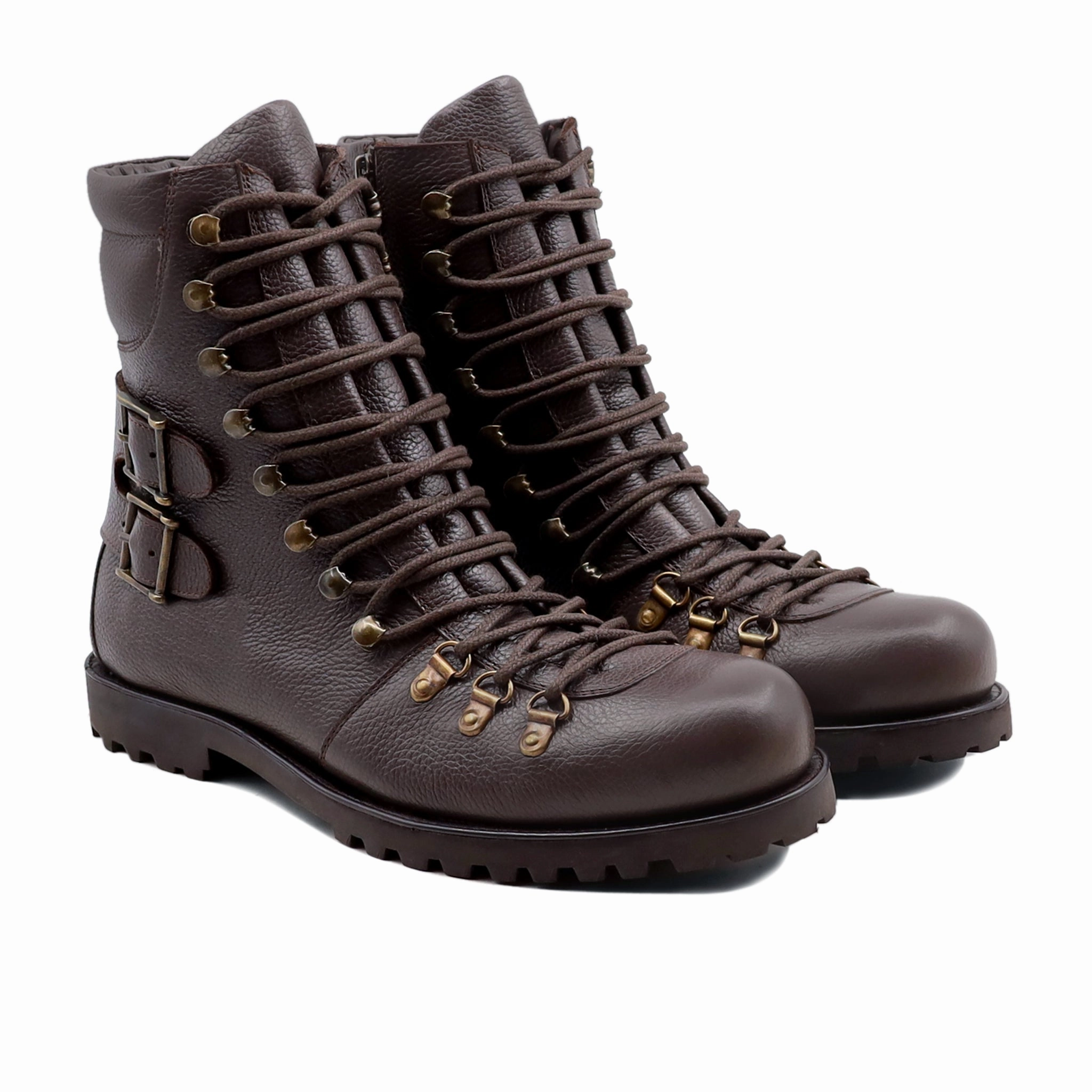 Cowboy Boots Under $100 Fontan - Men's Dark Brown Pebble Grain Leather Boot