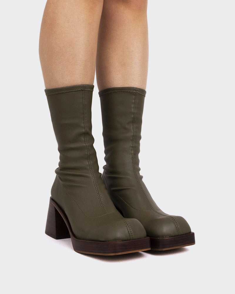 Bordon Khaki Stretch 2976 Slip Resistant Leather Chelsea Boots