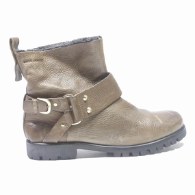 Western Boots Fringe BOSS ORANGE Womens Leather Ankle Boots Brown UK 6 Strap Casual Winter Shoes