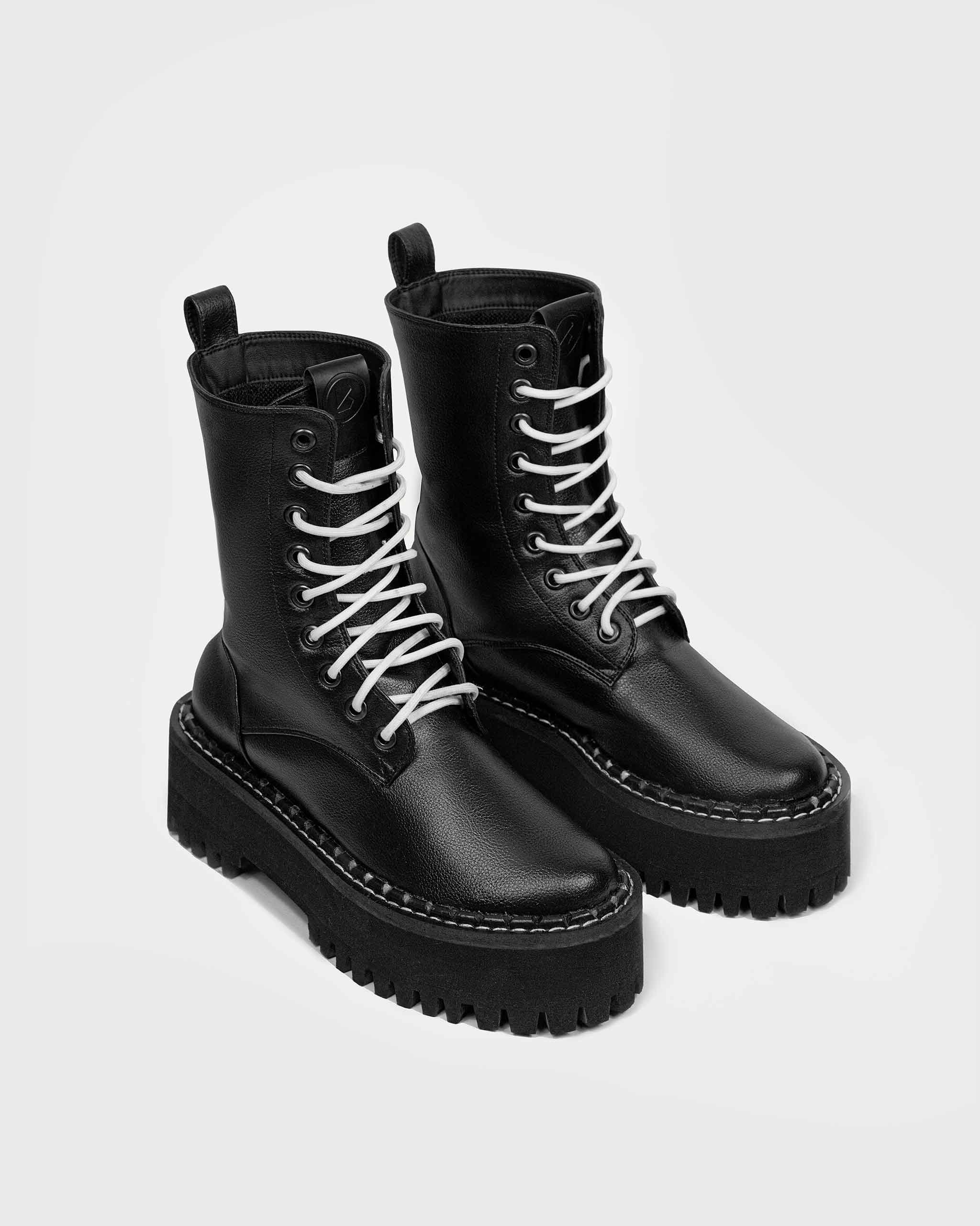Worker Monster Black Vegea grape leather boots Oxblood Boots