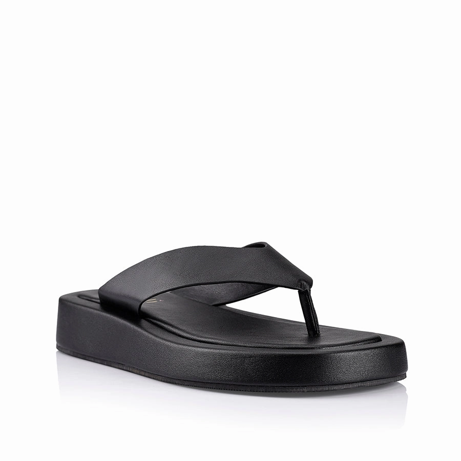 Bouncer II Flatform Thongs - Black Smooth Trek Flip Flops