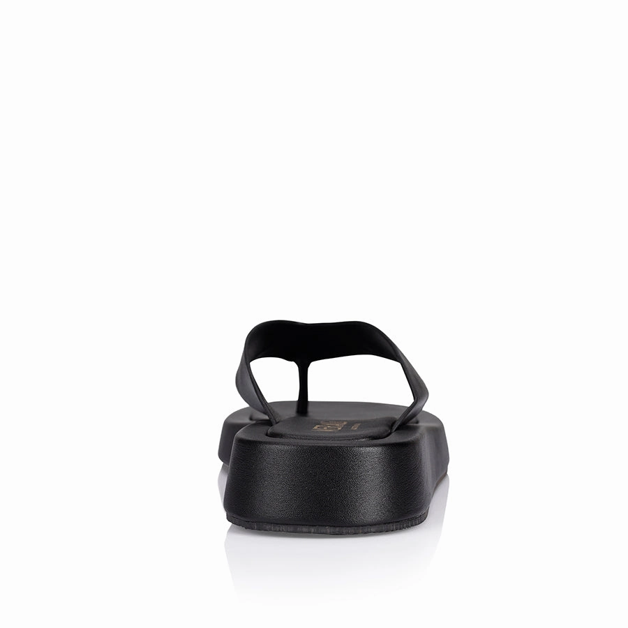 Floppy Flip Flops Bouncer II Flatform Thongs - Black Smooth
