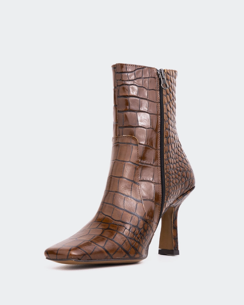 Bourget Tan Croco Snap On Boots