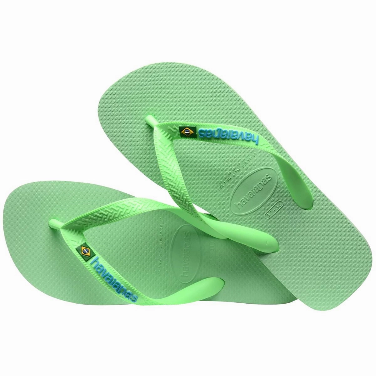 BRASIL LOGO - LIME GREEN Best Value Flip Flops