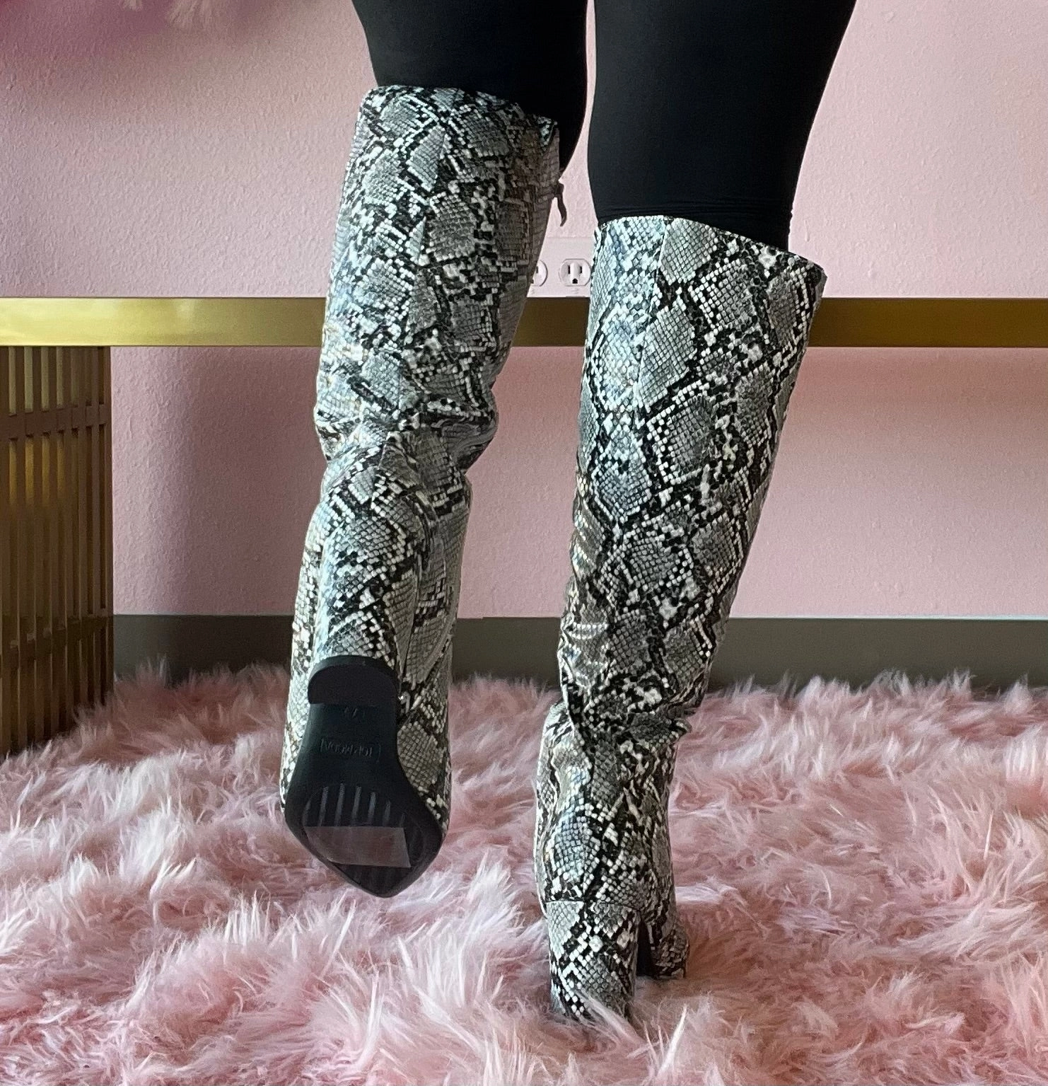 BRAZIL-72 Faux Snake Print Knee-High Boot Knee High Boots Outlet