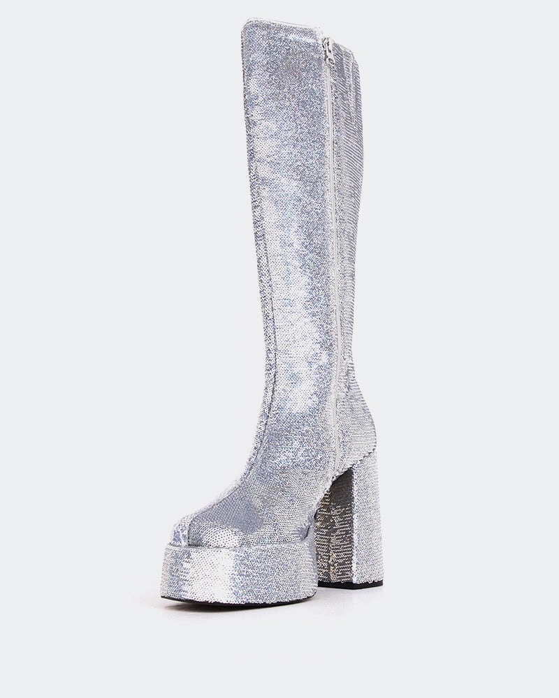 Latto Silver Sequins Heavenly Feet Chelsea Boots