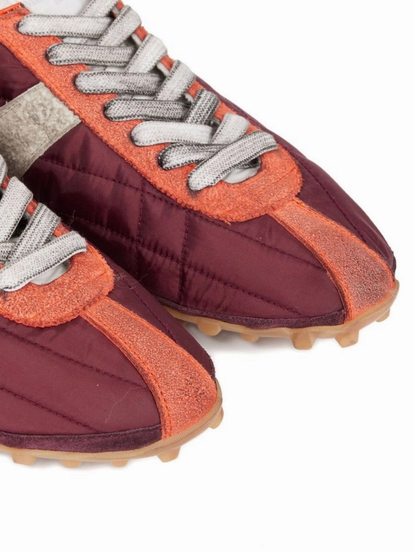 Quilted Burgundy Sneakers With Orange Suede Accents World's Costliest Sneakers